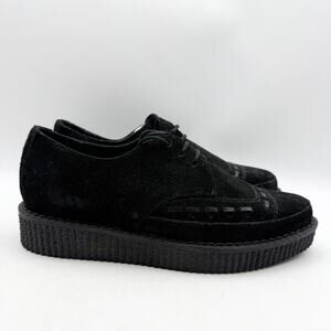 RE/DONE Women Creeper Oxford Shoe EU 37 US 7 Black Suede Platform NWOB